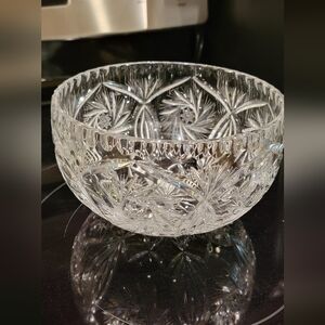 Vintage Lead Crystal Hobstar Pinwheel Cut Decorative Bowl Made in Poland